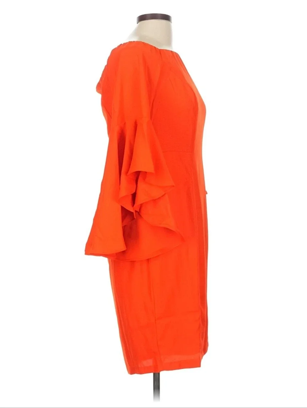 Venus Orange Ruffle-Sleeve Sheath Dress In Size 16 - Picture 3 of 9